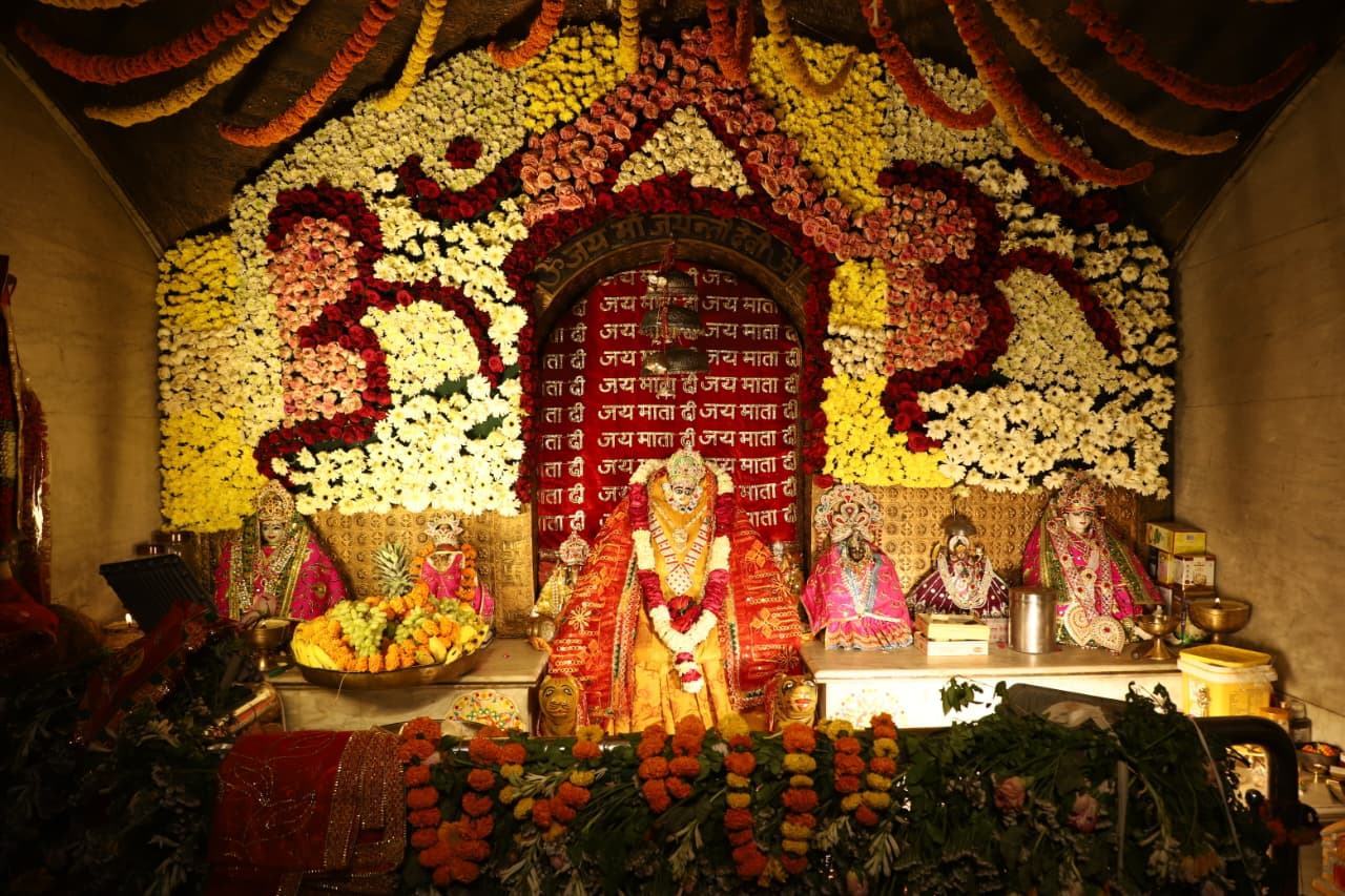 The sanctum decorated with flowers