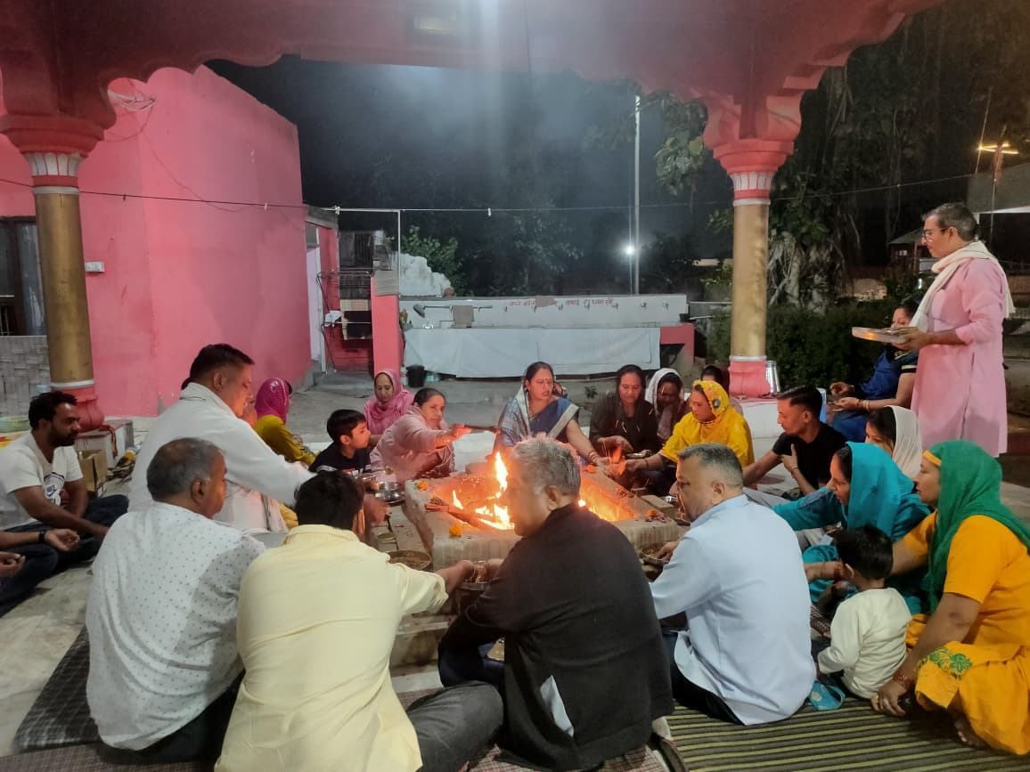 An evening havan in the courtyard